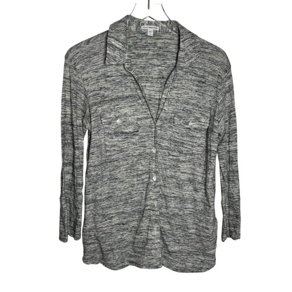 JAMES PERSE melange button down shirt long sleeve womens size 3 heather gray - Picture 8 of 8